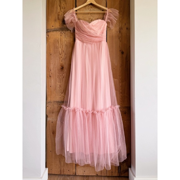 Sz S Ever Pretty Off-Shoulder Sweetheart Double Layer Pleated Evening Dress EUC - Picture 1 of 7